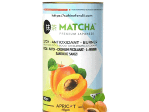 Premium Japanese matcha tea with apricot flavour